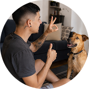 Pessoa surda e cachorro